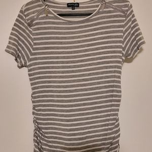 Gray Striped Maternity Top